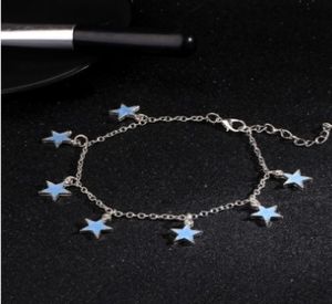 Lysande stjärna Tassel Ankelarmband Silver Glow in the Dark Anklet Chain Yoga Dancing Foot Armets Ankel Armband3947990