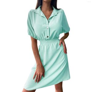 Casual Dresses Fashionable And Sexy Women'S Suit Collar Button Waist Dress Simple For Female