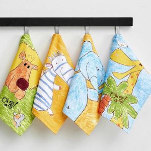 Asciugamano 1pc da 34x34 cm garza quadrata cartone animato dipinto colorato animale per bambini bambini