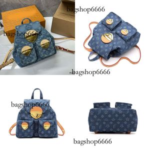 Designer Mini Denim Backpack Fashion Couple Shoulder Bag Men Blue Canvas Handbag High Quality Women Schoolbag Original Edition