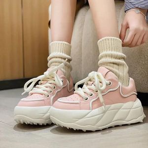 Casual Shoes Women's Lovely Leather White Platform Sneakers For Women Woman Lace-Up Luxury Sying Zapatos de Mujer