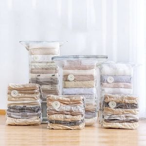 Vacuum Storage Bags Clothes Quilt Home Organizer Transparent Foldable Saving Space Compression Package Accessories Supplies