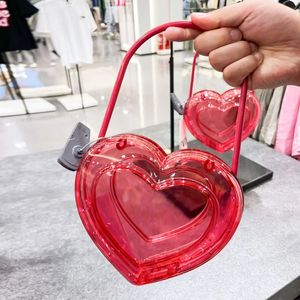 Ladies Peach Heart Shape Evening Bags For Women Luxury Designer Handbags Purses In ABS Plastic Transparent Box Shoulder 240430