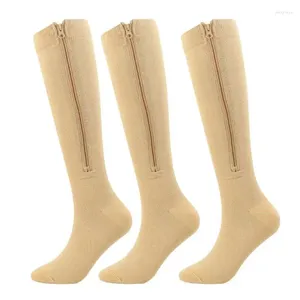 Sports Socks 3 Pairs Zipper Compression For Women Men Closed Toe Support Sock Varicose Vein Edema With