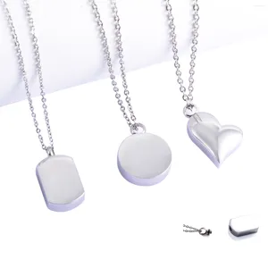 Pendant Necklaces Stainless Steel Urn Jewelry Love Heart Round Rectangle Memorial Ashes Necklace Keepsake For Pet Human
