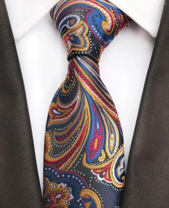 Bow Ties Fashion 8cm Silk Men's Paisley Blue Red Tie JACQUARD WOVEN Necktie Suit Men Business Wedding Party Formal Gift