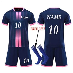 Traje de futebol masculino de futebol infantil configurado com mangas curtas de uniforme de futebol infantil Jersey de futebol infantil adulto 240425