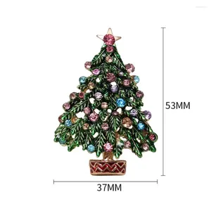 Brooches Christmas Brooch Tree Shape Colorful Rhinestone Handmade Enamel Lapel Pin Anti-rust