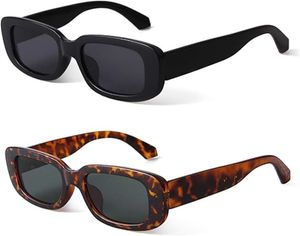 Designer solglasögon för kvinnor rektangel solglasögon för kvinnor retro körglasögon 90 -tal vintage mode smal fyrkantig ram UV400 -skydd