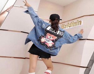 Женская куртка Sequints Pearls Punk Batwing рукав Women039s Джинсовая куртка Ladies Loose Vintage Streetwear Jeans Jeans Fz29753509524