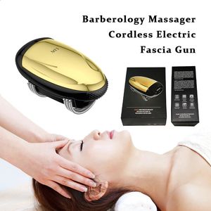 Lindaiyu Barberology Massager Cordless Electric Fascia Gun Body Vibration Head Eversing Eversing Pitness Lexation Handheld USB Charge 240426