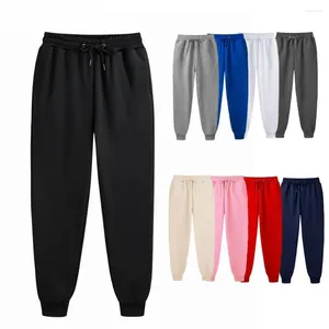 Calça feminina homens homens mulheres calças de moletom da primavera de lã de outono esportes longos bolsos casuais de cordão