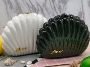 Shell shape Evening bag Acrylic shoulder case classic pattern Women bag