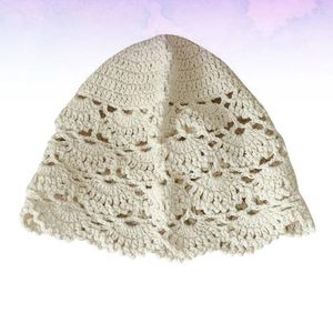 Berets Handmade Crocheted Lace Hat Vintage Turban Casual Cap Elegant Beanie For Women Girls