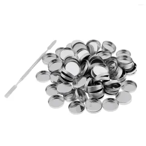 Makeup Brushes 100Pcs Empty Eyeshadow Blush Pans Magnetic Tins Palette Round Stick