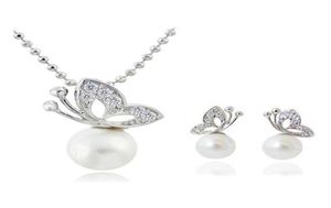 Butterfly Pearl Necklace örhängen Set Full Rhinestone Jewelry for Women Gift Fashion Jewelry Set 12902472700
