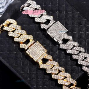 Modedesigner Anklets 14 mm vereisert Miami Cuban Link Kette Fußkett für Frauen Gold Silber Farbgedeck Rhombusarmband Hip Hop Schmuck 426