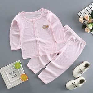 Наборы для девочек Baby Summerwear Thin Type Boy наряды с чистым хлопковым костюмом дети пижама кондиционер в ночной рубашке 240418