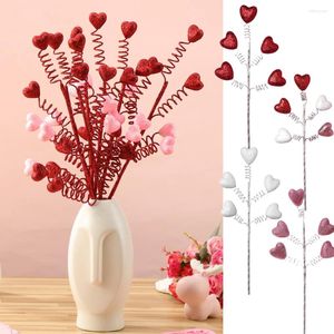 Decorative Flowers 5pcs 30cm Red Pink Bubble Love Heart Artificial Plants Valentine Day Stems Ornaments For Home Wedding Party Decoration