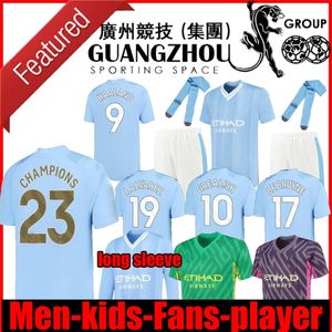 22 23 24 Haaland Soccer Jerseys Grealish Sterling Mans Cities Chinese New Year Mahrez Fans de Bruyne Foden 2023 2024 Football Shirt Kids Set Set Uniform 666 307e