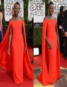 Платье Red Capet Celebrity Promply Golden Globe Award Lupita Promply от плеча 2014 Sexy Fancy Crace Cloak Bateau оболочка endin4860614