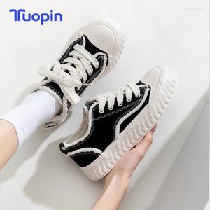 Scarpe casual tuopin primavera ed estate tela tutto biscotto bordo ruvido piccolo donna bianca