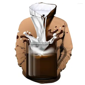 Men's Hoodies 3D Printed Coffee Cup For Men Graphics Oversized Hoodie Design Pullover Breathable Sweatshirt Long Sleeve Coat