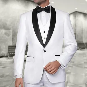 Ternos masculinos 3 PCs Tuxedo de casamento para o noivo 2024 Shawl preto Lapel Men Slim Slim Set Set Cenk Colet com calça fantasia de moda masculina