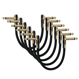 Tillbehör 3st/6st Guitar Patch Cables Rätt vinkel 15/30 cm 1/4 gitarrkabel för gitarreffektpedaler