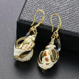 Серьги 1PAIR Natural Shell Conch Bohemian Crystal подвеска