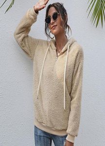 2021 FallWinter pullover solidny kolor bluza z kapturem Top Kobiety Plush5998856