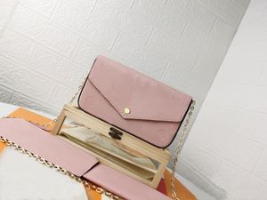 Łańcuchowa torba na ramię 3 Kobiety Body Cross Body Tote Bag Kluczowe portfele Messenger torebki skórzane torebki Karta kredytowa z pudełkiem