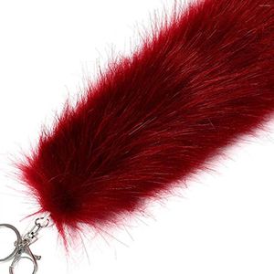 Keychains Plush Tail Keychain Soft Artificial Fur Pendant för handväska Tote Purse