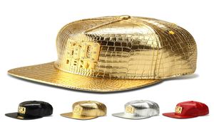 2017 Luxury 50cent Baseball Caps Faux Leather Gold Rhinestone Cocrocodile Strapback Hats Hip Hop DJ Rap Hats Men Gift1533676
