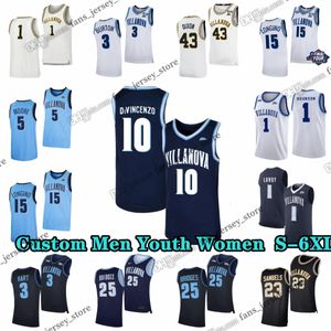 NCAA Custom S-6xl Villanova Wildcats College Basketball 10 Divincenzo Jerseys 1 Jalen Brunson 1 Kyle Lowry 25 Mikal Bridges 3 Josh Hart 43 Eric Dixon 23 Burton