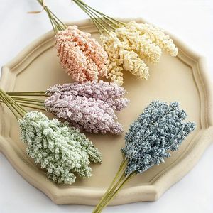 Flores decorativas 6 em um monte de flor artificial colorida e orelha de trigo decoração DIY para casamento