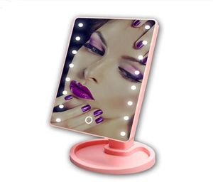 Ny 360 -graders rotation Pekskärm Makeup Mirror Cosmetic Folding Portable Compact Ficka med 1622 LED -lampor USB -laddare5240075