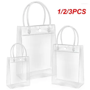 収納バッグ1/2/3PCS透明PVCハンドバッグハンドル付きクリスマスギフトパッケージショッピング旅行