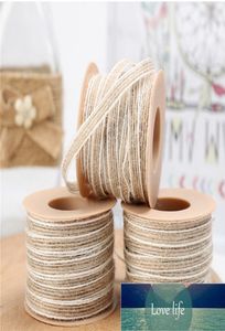 10MRoll Jute Burlap Rolls Hessian Ribbon With Lace Vintage Rustic Wedding Decoration Party DIY Crafts Christmas Gift Packaging Fa3474308