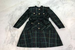 2021 Autumn Green Plaid Long Women039s Coats Designer Lapel Neck Long Sleeds Tweed Coats Womens 925052405392