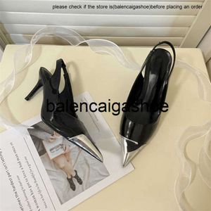 Pradshoes Shoes Prades 브랜드 디자이너 디자인 캐주얼 헤드 백 빈 싱글 신발 새로운 뾰족한 얇은 힐 단색 간단한 하이힐