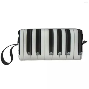 Lagringspåsar anpassade piano nyckel toalettartikar kvinnor musiker pianist musik gåva smink kosmetisk arrangör lady skönhet dopp kit låda