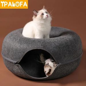 Felt Pet Cat House Cat Tunnel Bed Cats Interactive Toys Funny Kitten Large Cat som utövar leksak avlägsnande husdjursprodukter Cat Villa 240430