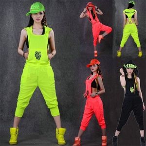 Костюм танца хип -хопа Qerformance Wear Women Romper European Playcuit Lose Cumps Harem Jazz Jumpsuit One Piece Pants Y200422 234E