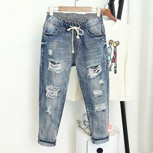 Summer Ripped Boyfriend Jeans For Women Fashion Loose Vintage High Waist Plus Size 5XL Pantalones Mujer Vaqueros Q58 240423