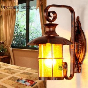 Wall Lamp American Antique Waterproof Outdoor Courtyard Corridor Bedroom Bedside Modern Creative Iron Art