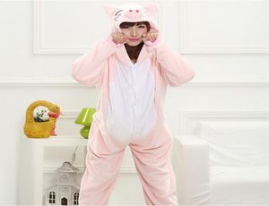 Hayvan Domuz Kigurumi Onesie Yetişkin Gençler Kadın Pijama Pijamalar Komik Flanel Sıcak Yumuşak Pembe OnePiece Gece Ev Tulum T2001119654925