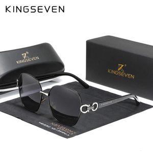 Kingseven zupełnie nowe okulary przeciwsłoneczne 2023 Butterfly Kobiety retro podwójny pierścień design gradient kwadrat okulary słoneczne żeńskie UV400