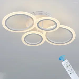 Ceiling Lights Led Acrylic Light Chandelier Ring Pendats Lamp Dimming Remote Control Indoor Lighting Fixture Bedroom Living Room