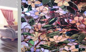 Оконные наклейки Magnolia пленка Статическая цепляя теплоконтроль защита от конфиденциальности Повторное использование Съемное стекло Украшение дома 9151647